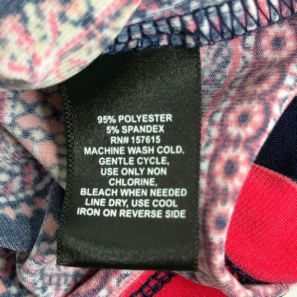 Liz Claiborne Navy Pink Coral Medallion Cap Sleeve Dress Stretch Womens Size 8 - Picture 7 of 8